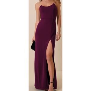 LULU'S SZ L Sensational Beauty Plum Purple Strapless Maxi Dress NEW 0B8